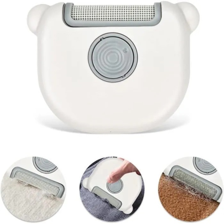 Indepartator de scame si par de animale 3-in-1 manual, dublu-fata, portabil, alb/gri, model cidiscount-xwx-260810-270