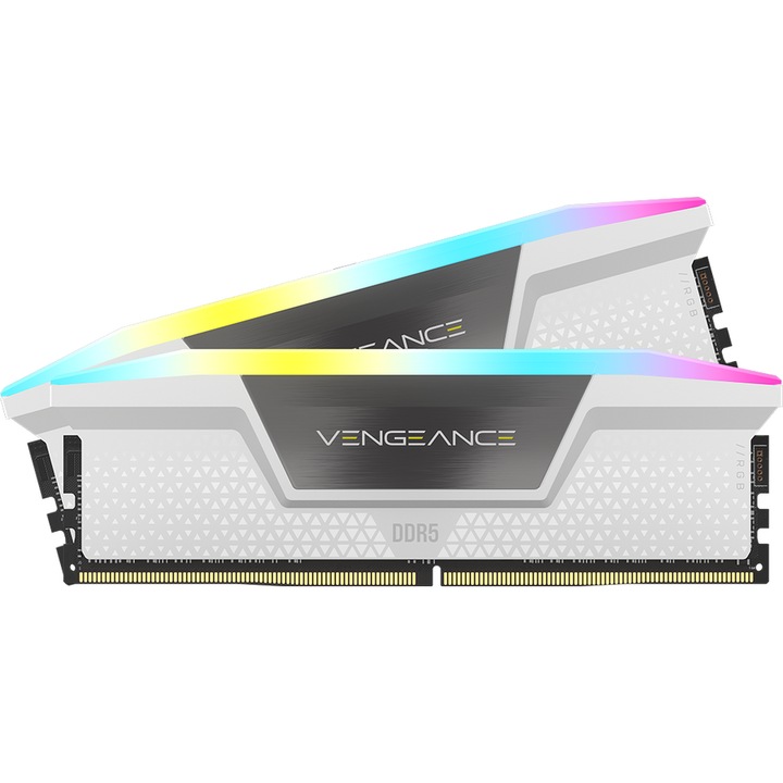 Memória VENGEANCE RGB DDR5, 16GB, KIT 2x8GB, 5200MT/s, C40, 1.25V, XMP&EXPO, Fehér