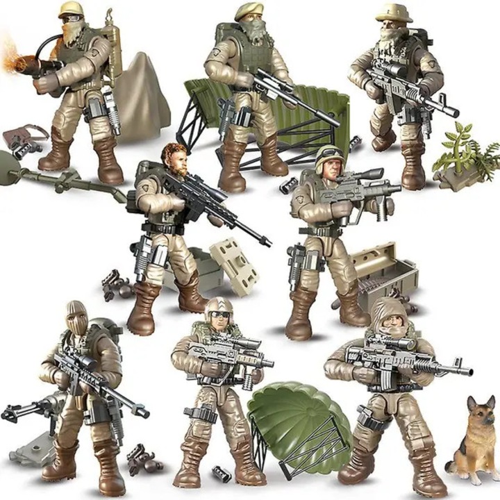 Set figurine soldati constructie, multicolor, 3+ ani