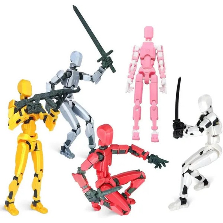 Figurina articulata T13, PVC/PLA biodegradabil, peste 30 articulatii mobile, Multicolor, 14 cm