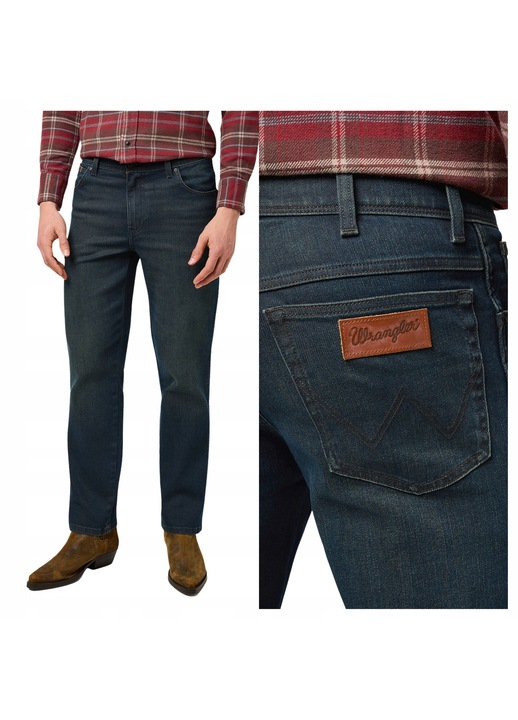 Férfi nadrág, Wrangler, Texas, Egyenes szabás, Egyenes stílus, Szabályos, Közepes derékmagasság, Zsebek száma 5, Kék, Kék