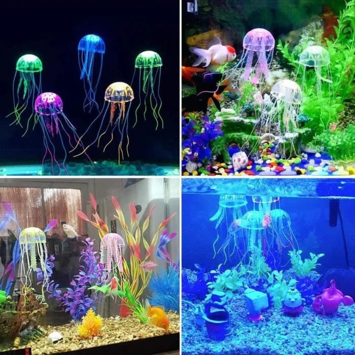 Decor acvariu meduze artificiale multicolor 5x17cm set