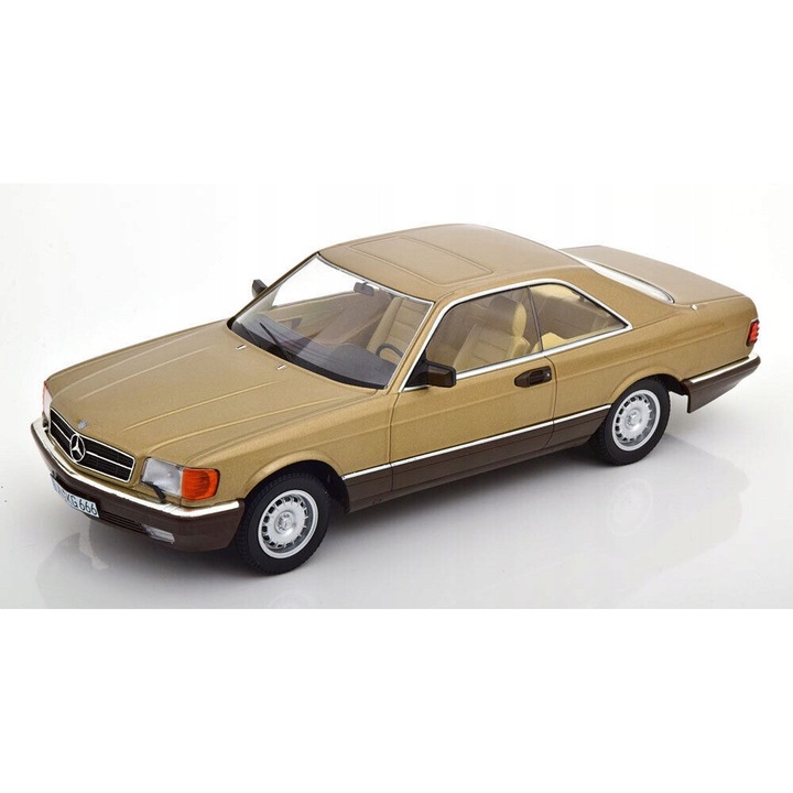 Mercedes-Benz 500 SEC C126 KK Scale 1:18 fém modell, arany színű, 1987