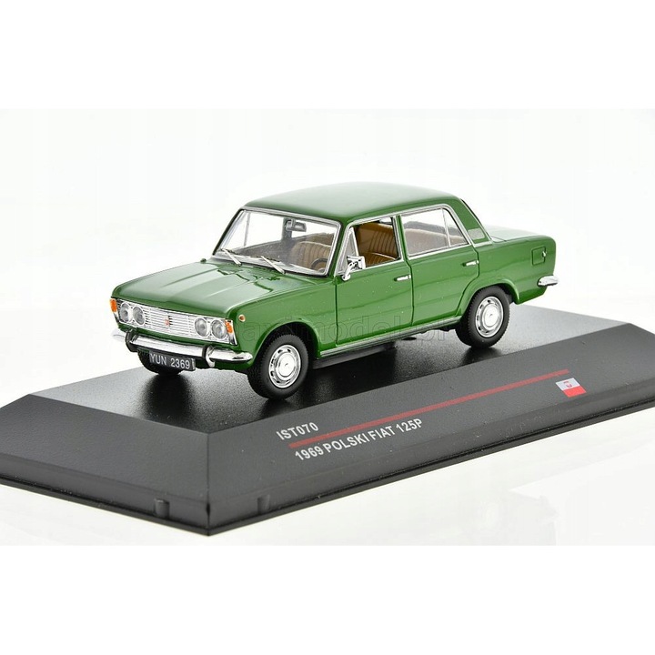 Fiat 125P 1969 zöld autómodell 1x43