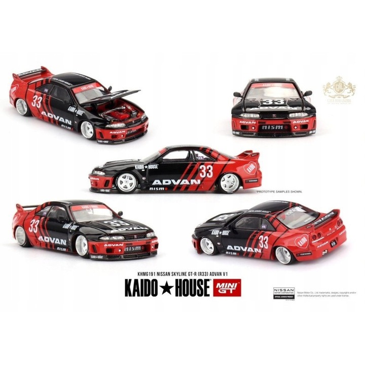 Automacheta Mini GT Nissan Skyline GT-R R33 Kaido Works Advan 1:64