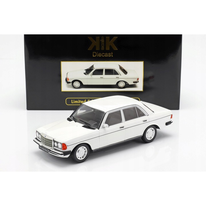 Modell fém Mercedes-Benz 230E W123 1975 fehér 1:18 KK Scale