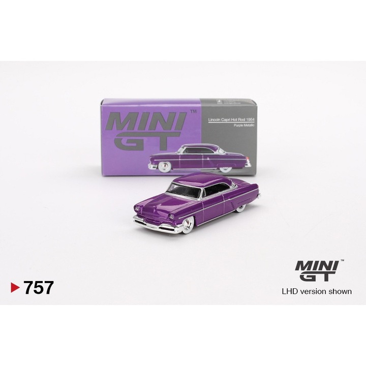 Modell fém Lincoln Capri Hot Rod 1954 Mini GT lila 1:64