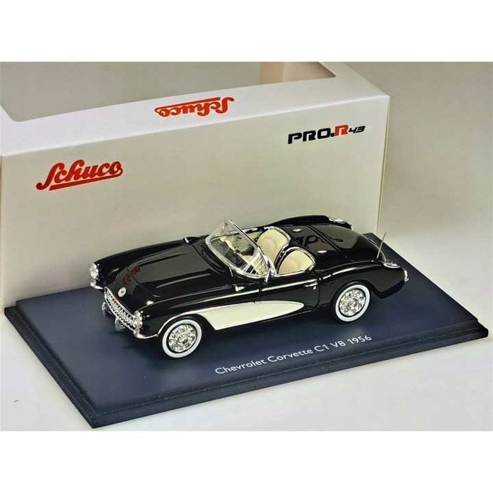 Chevrolet Corvette C1 V8 1956 Schuco modell, fekete 1:43
