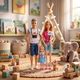 Familie de Papusi 30 cm, Set Complet cu Papusa Fata, Papusa Baiat, Papusa Copil si Catel de Jucarie, Joc de Rol pentru Copii, Cadou pentru Fete si Baieti