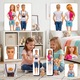 Familie de Papusi 30 cm, Set Complet cu Papusa Fata, Papusa Baiat, Papusa Copil si Catel de Jucarie, Joc de Rol pentru Copii, Cadou pentru Fete si Baieti