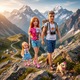 Familie de Papusi 30 cm, Set Complet cu Papusa Fata, Papusa Baiat, Papusa Copil si Catel de Jucarie, Joc de Rol pentru Copii, Cadou pentru Fete si Baieti
