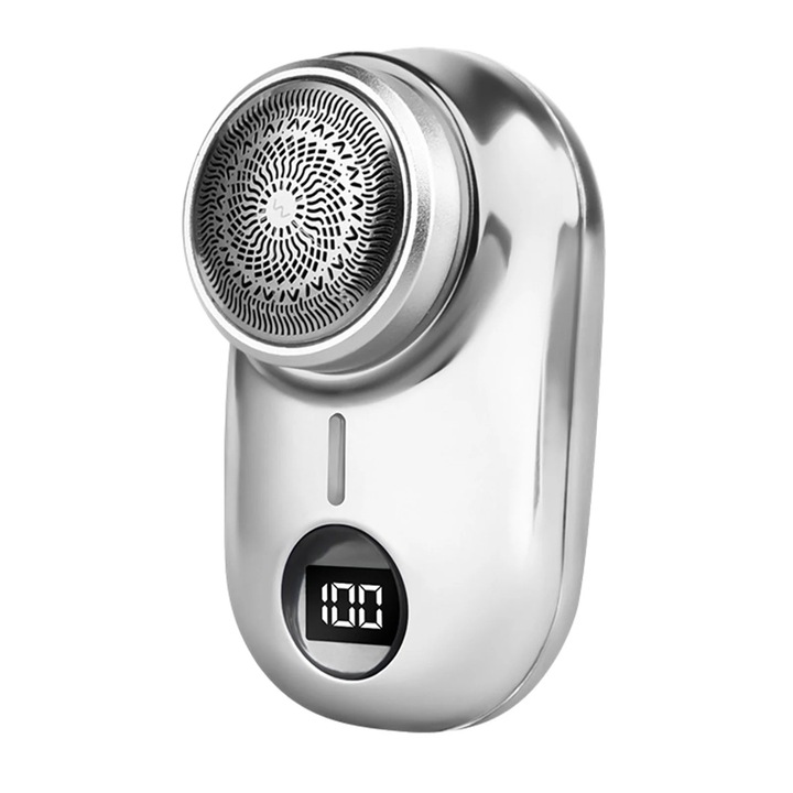YANYXR mini hordozható elektromos borotva, ezüst, 8.2x4.6x4.3cm, USB újratölthető
