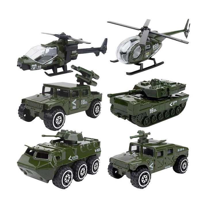Комплект от 6 метални автомобилни макета 1:87, многоцветни