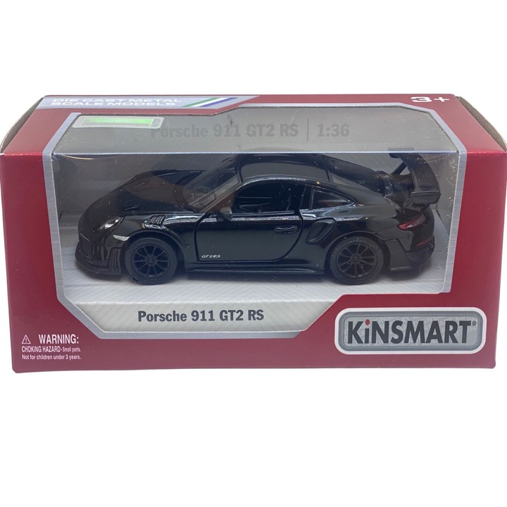 Porsche 911 GT2 RS modellautó, fekete, 1:36