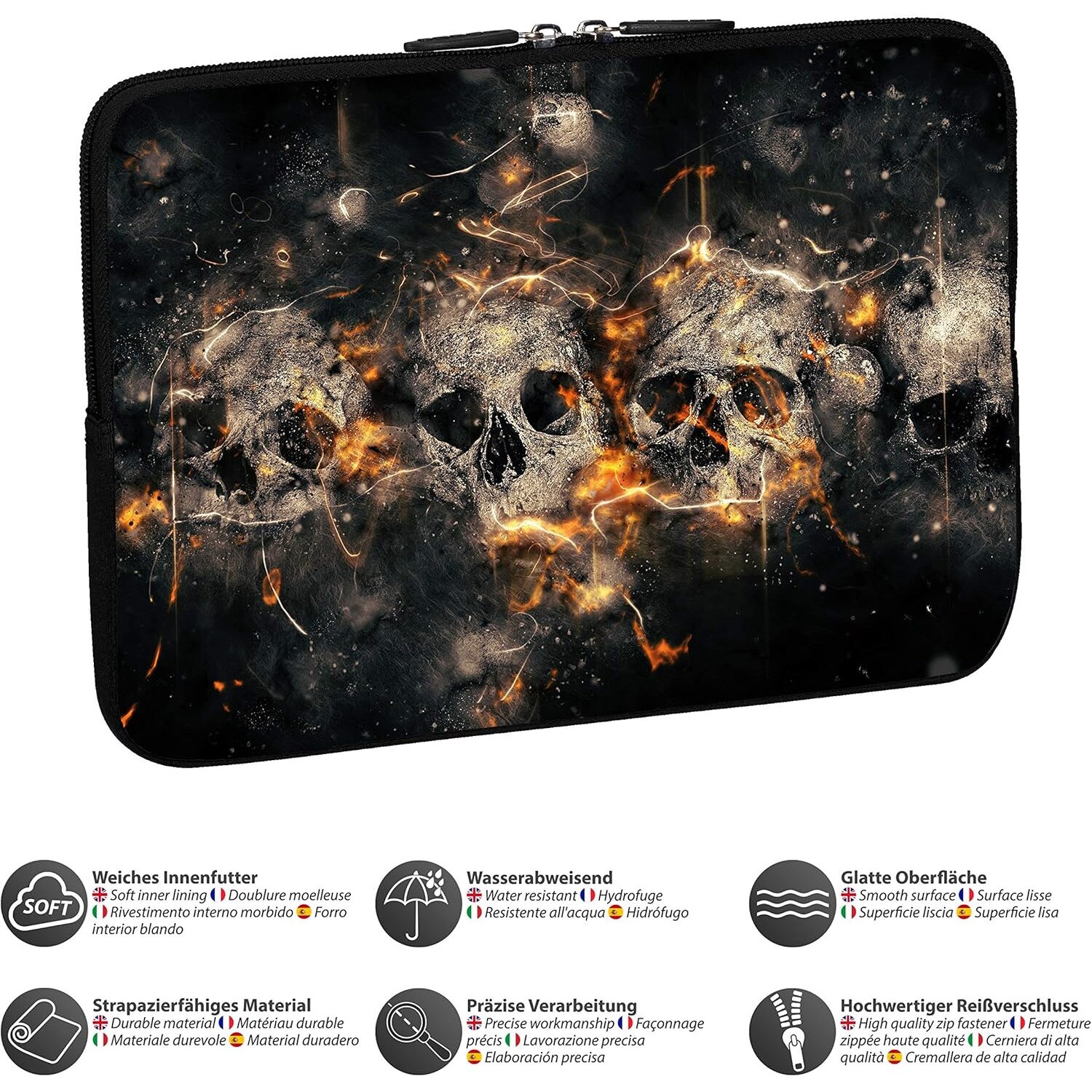 Husa Notebook Pedea 15.6" Neopren, Protectie Anti-Zgarieturi, Design Cranii