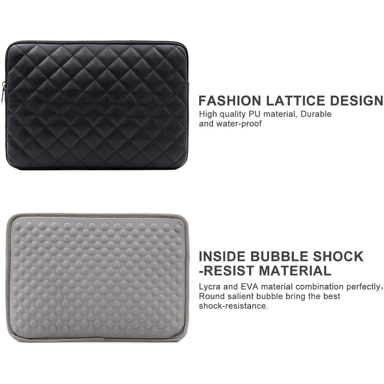 Husa Laptop 14" Piele Ecologica Diamond, Negru, Protectie Impermeabila