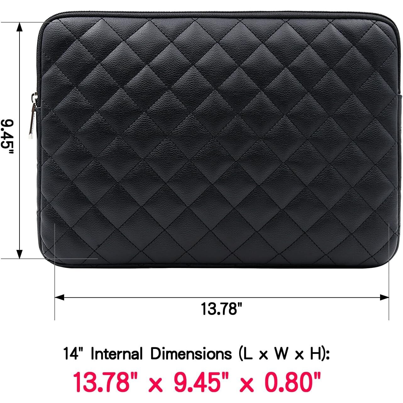 Husa Laptop 14" Piele Ecologica Diamond, Negru, Protectie Impermeabila