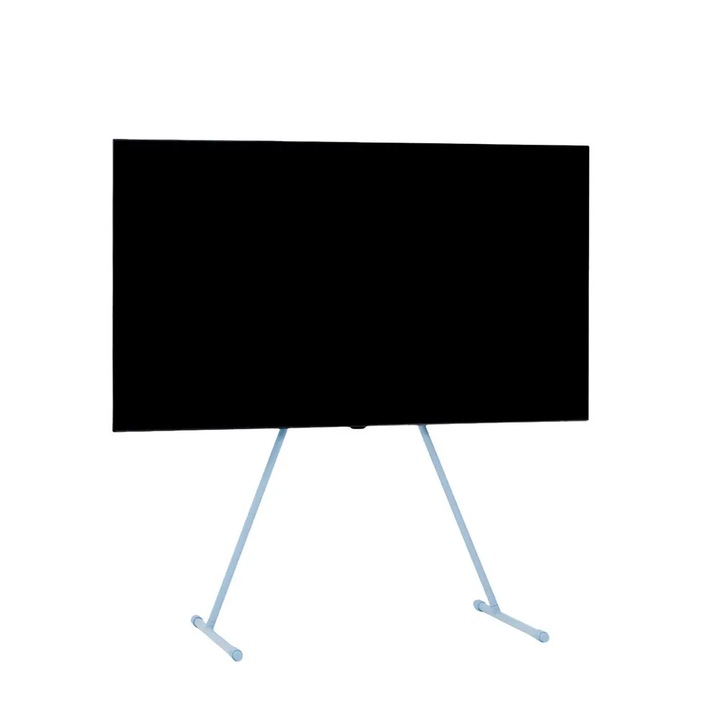 Univerzális TV állvány, Pedestal típus, Viva, 32"-70" (81-177 cm) képátlóhoz, maximális terhelhetőség 50 kg, csúszásmentes lábak, könnyen összeszerelhető, szatén rozsdamentes acél, skandináv design, kék