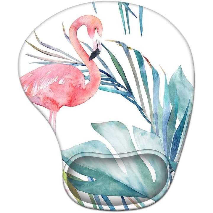 Suport Ergonomic Mouse Pad cu Gel si Motiv Flamingo Japonez
