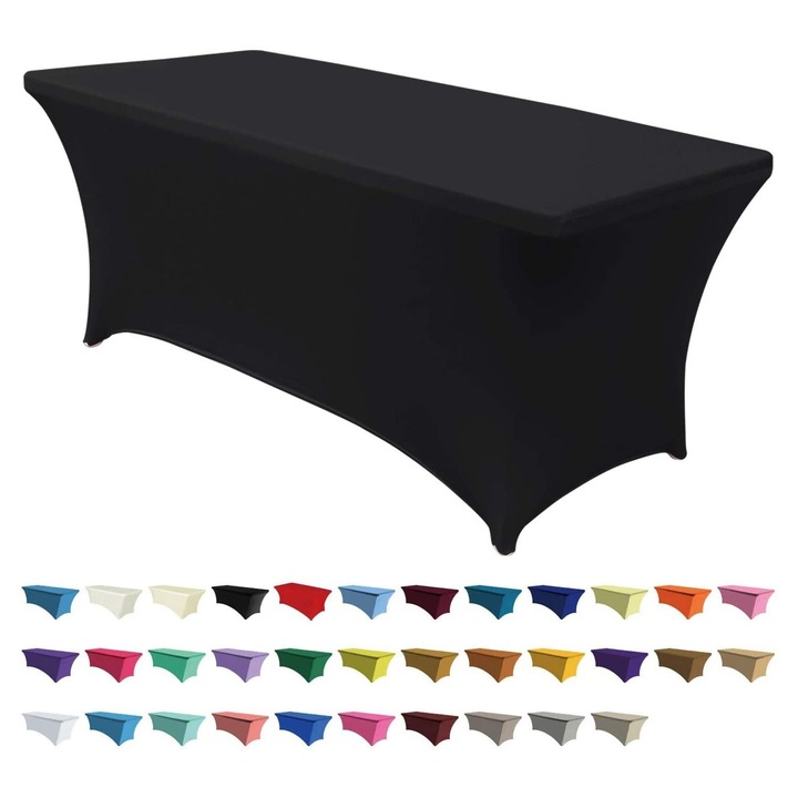 Téglalap alakú asztalterítő, 122x60x75cm, fekete, spandex, stretch