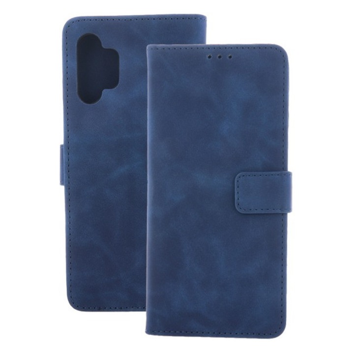 Husa Tip Carte Upzz® Smart Velvet, Compatibila Cu Samsung Galaxy A27 5G, Piele Ecologica Soft, Inchidere Magnet, Navy Blue