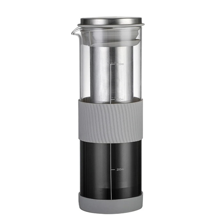 Cafetiera Cold Brew YANYXR sticla borosilicata silicon 24.5x8cm 1L
