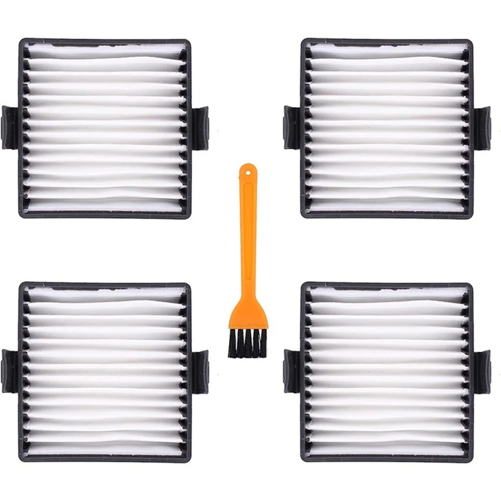 Set 4 filtre si perie pentru aspirator Ryobi P712 P713 P714K, plastic, 6.7x6.7cm