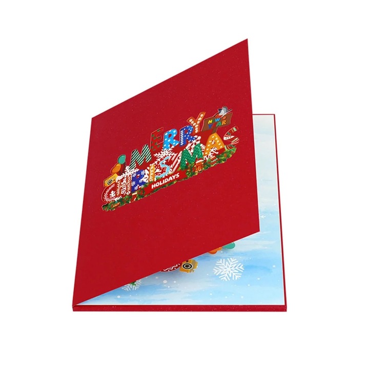 YANYXR 3D popup zenélő színes karácsonyi üdvözlőlap 15x20cm szett