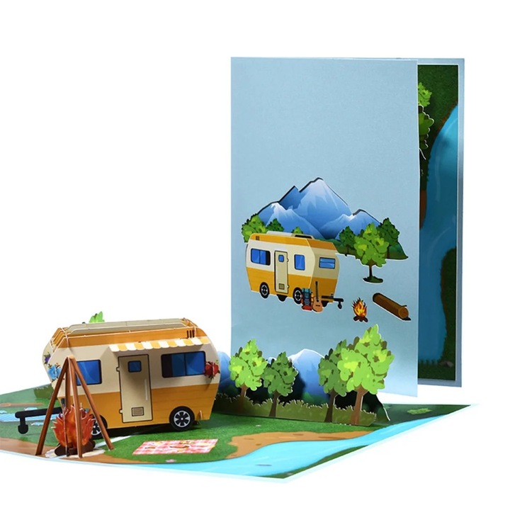 YANYXR 3D üdvözlőlap borítékkal és kis kártyával, fehér, 15x20cm