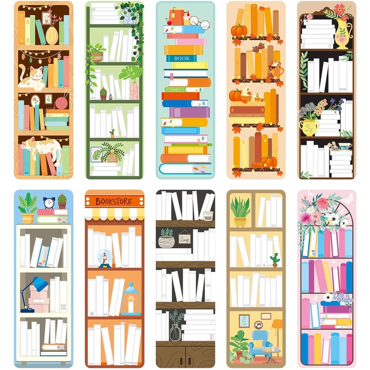 30 Semne de Carte Design Biblioteca, Marcaje Pagini Cute, Set Hartie