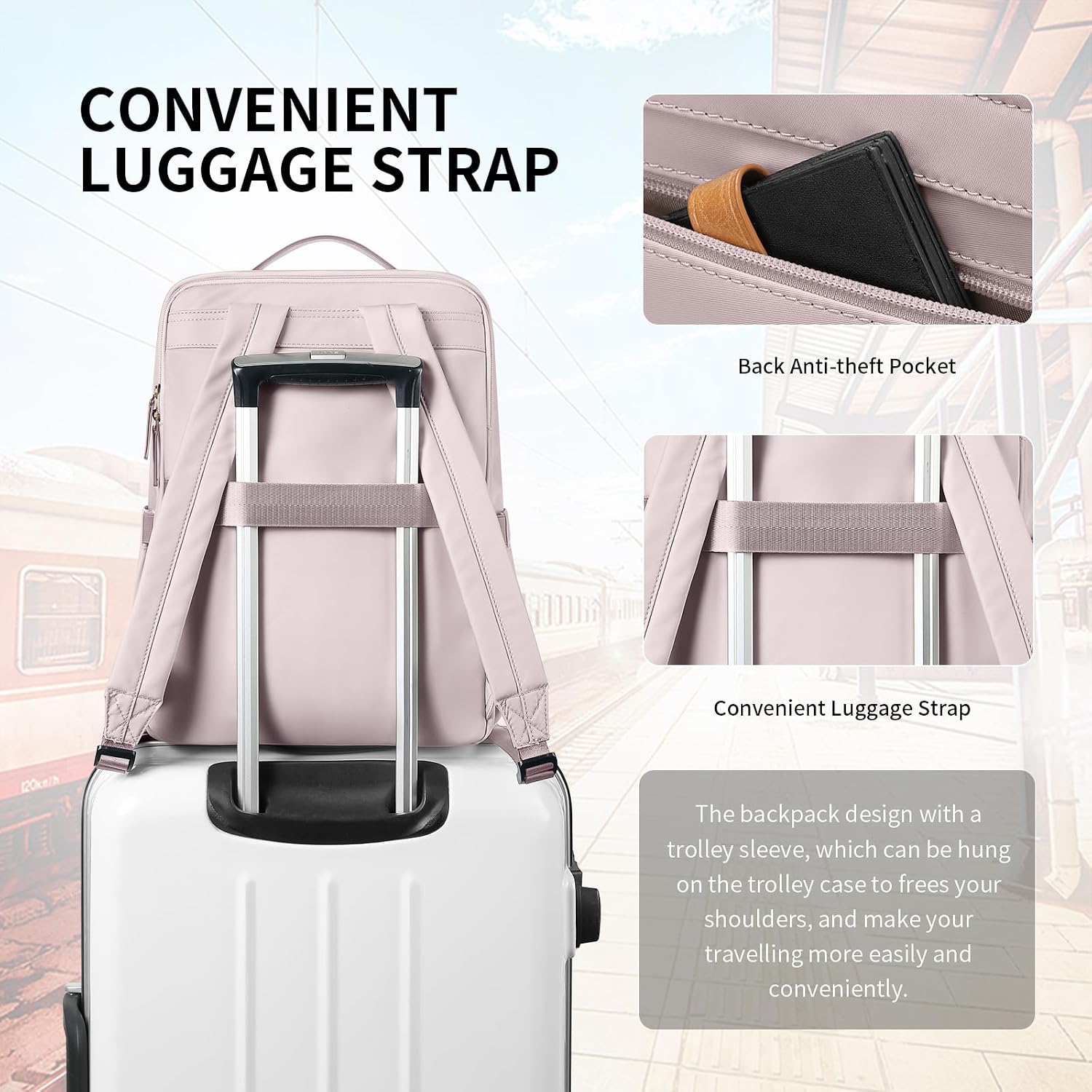 Rucsac Elegant Laptop Femei, Aprobare Avion, 15.6 Inch, Multifunctional