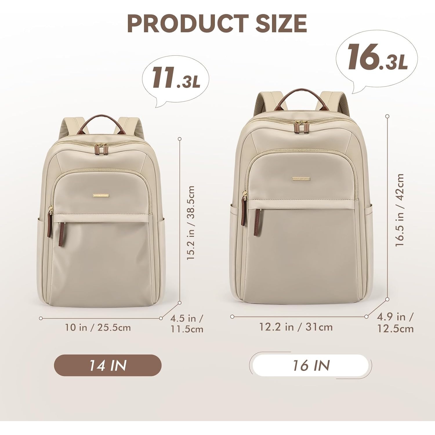 Rucsac Dama Elegant, 14 Inch, Compartiment Laptop, Calatorie, Universitate, Culoare Caise