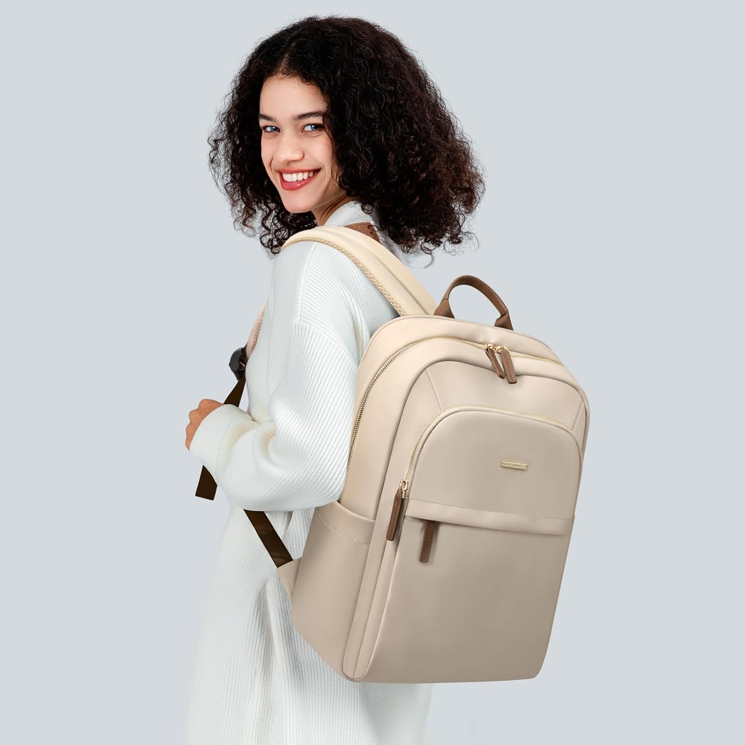 Rucsac Dama Elegant, 14 Inch, Compartiment Laptop, Calatorie, Universitate, Culoare Caise