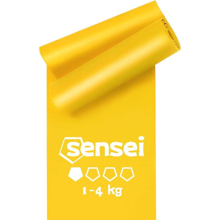 SENSEI® Gimnasztikai Szalagok 200cm, Természetes Latex, Sárga (Könnyű)