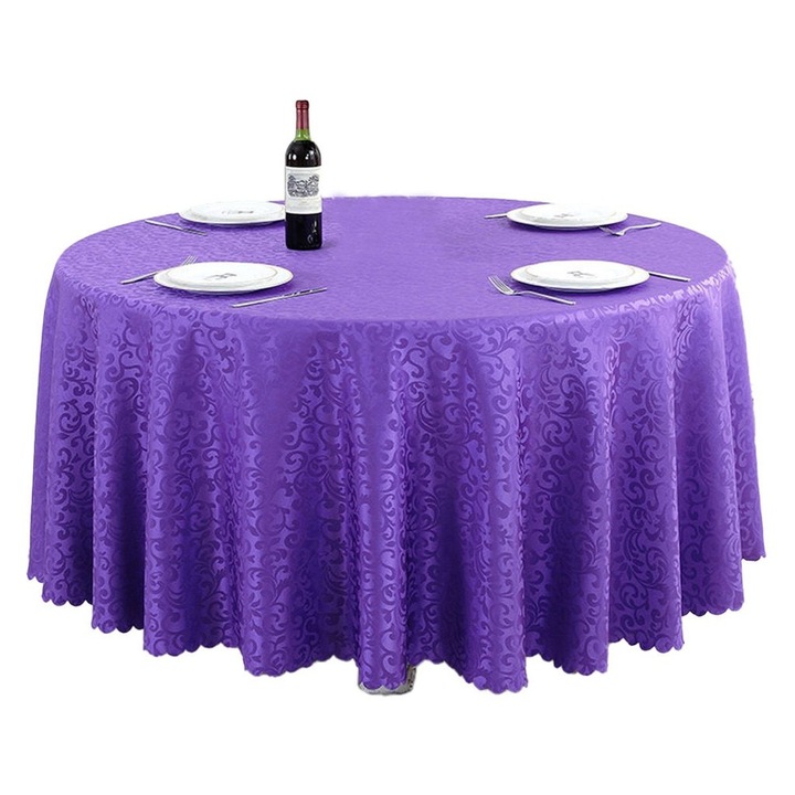 Kerek jacquard poliészter asztalterítő, vízálló, 1.8m