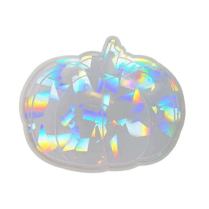 Suport pentru pahar 31CJ-K0274-260831-6370 din silicon, model dovleac holografic, albastru/transparent, 15.8 x 13.3 cm