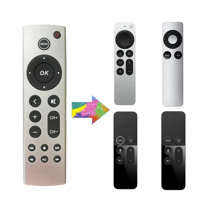 Универсално дистанционно управление за подмяна на Apple TV 4K 1 2 3 4 пластмаса