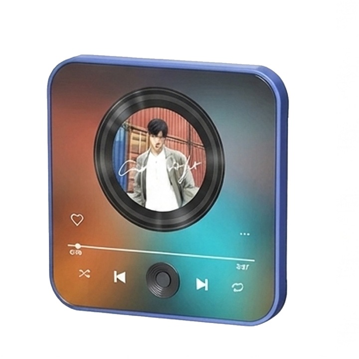 Magnet personalizat pentru frigider, Bytelike, cu muzica, fotografie, Bluetooth, difuzor, cadouri unice, USB reincarcabil, Albastru