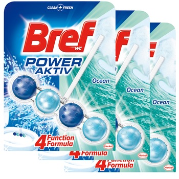 Pachet 3 x Odorizant toaleta Bref Power Aktiv Ocean, 50 g Pachet 3 x Odorizant toaleta Bref Power Aktiv Ocean, 50 g