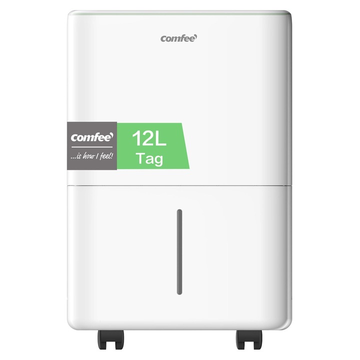 Dezumidificator COMFEE 12 litri/zi, potrivit pentru incaperi de cca. 50 de metri cubi (20 de metri patrati), dezghetare automata, blocare pentru copii, reducerea zgomotului, agent frigorific R290, CDDOE-12DEN7-QA3 (EU)