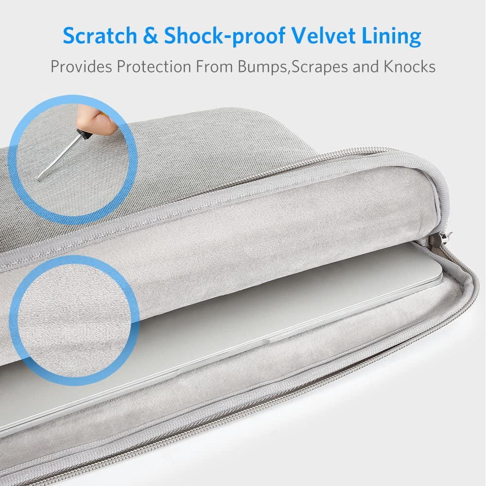 YANYXR, husa pentru laptop in material textil slim cu buzunar frontal si protectie antisoc (BCS3230669), gri deschis, 15.6 inch