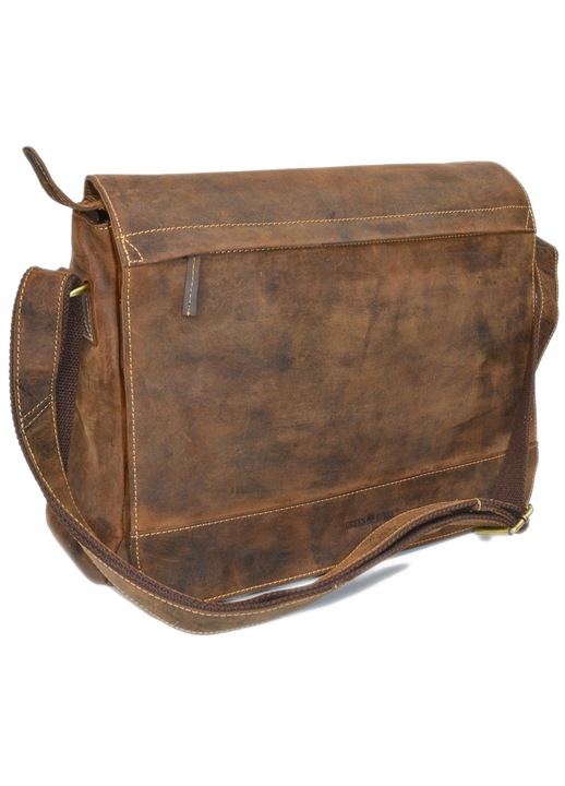 Geanta umar unisex piele naturala maro antichizat 40 x 30 cm, Vintage, Greenburry