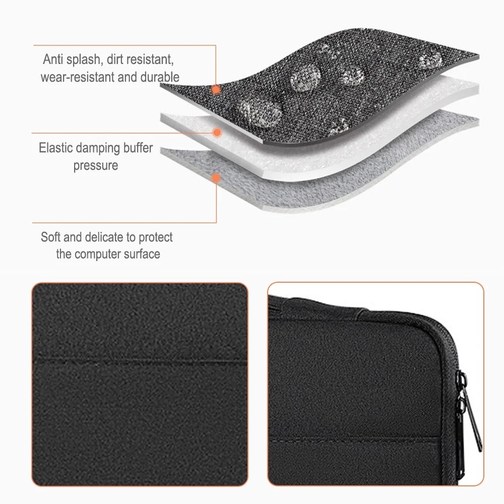 Yanyxr, geanta pentru laptop din nylon canvas, rezistenta la apa, cu captuseala anti-soc si buzunar frontal, BCS3230547, negru, 14.1–15.4 inch