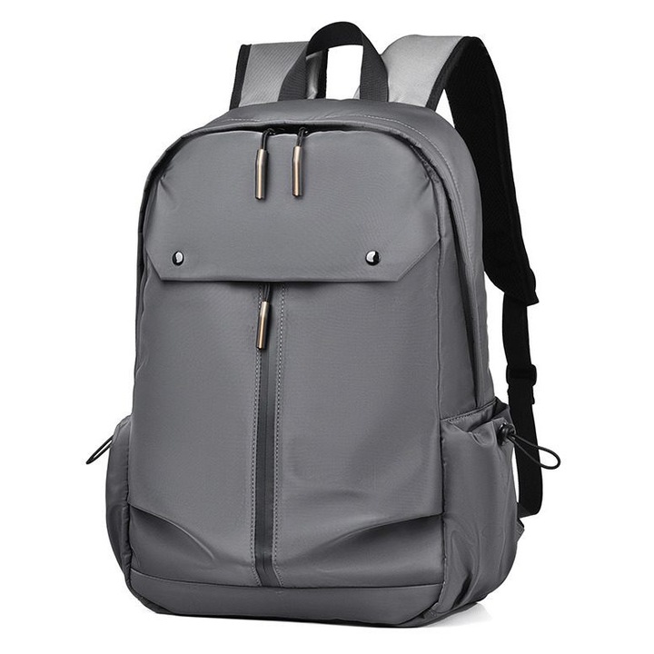 Rucsac laptop gri cu port USB si fermoar
