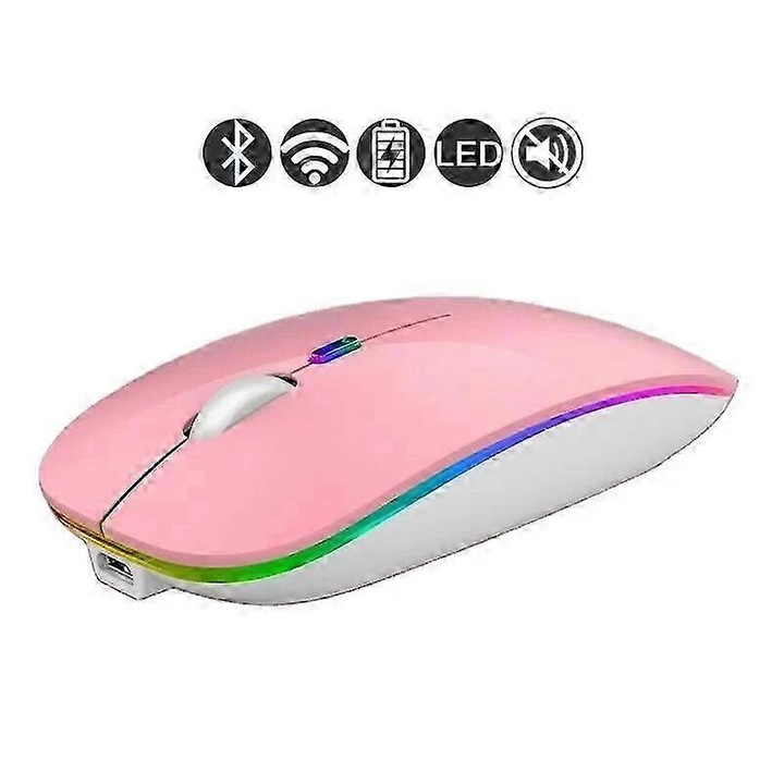 Mouse Bluetooth reincarcabil, 3 butoane, negru, 11.4x5.8x2cm