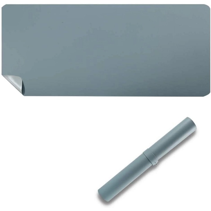 Suport birou (desk pad) YANYXR BCS3190250, PU rezistent la apa, dublu fata reversibil, albastru deschis/verde apa, 80 x 40 cm