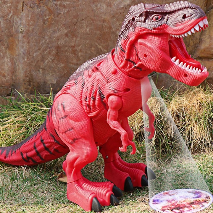 Електронна играчка динозавър, LED, 32.5x19x12.5cm, многоцветен