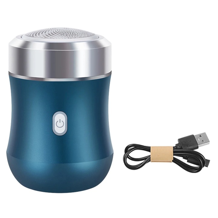 YANYXR BCS3196194 elektromos borotva, mini, lebegő fejjel, USB tölthető, vízálló, alumínium, kék, 6.8 x 4.4 x 4.4 cm