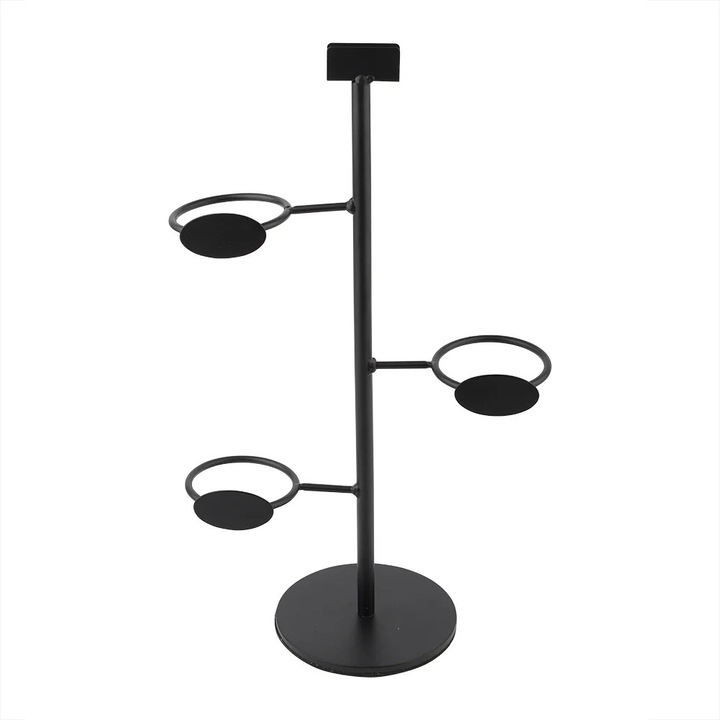 Suport pahare 3 straturi YANYXR metalic negru 14.6x14.6x42cm