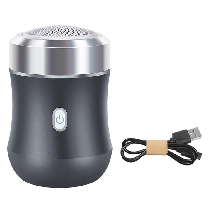 YANYXR BCS3190980 mini elektromos borotva, lebegő fej, vízálló, alumíniumötvözet test, USB tölthető, szürke, 6.8 x 4.4 x 4.4 cm